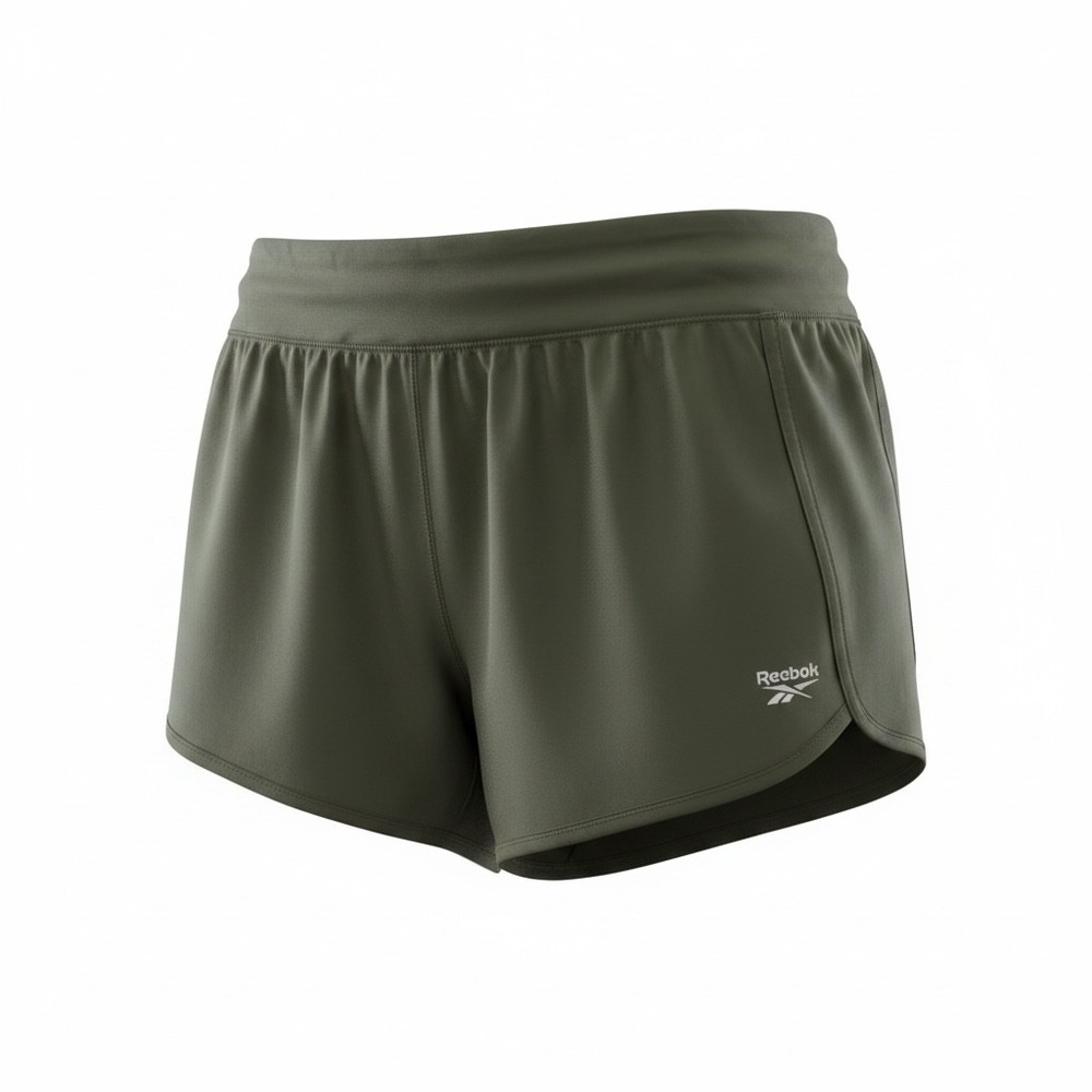 Reebok Womens Olive Green Athletic Running Training Shorts XL Rear Pocket Logo